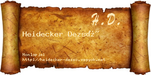 Heidecker Dezső névjegykártya